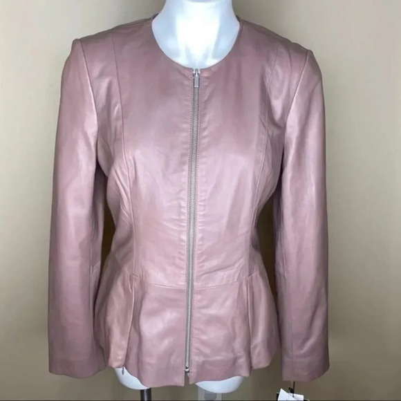 NWT Badgley Mischka Peplum Leather Jacket - Picture 3 of 16